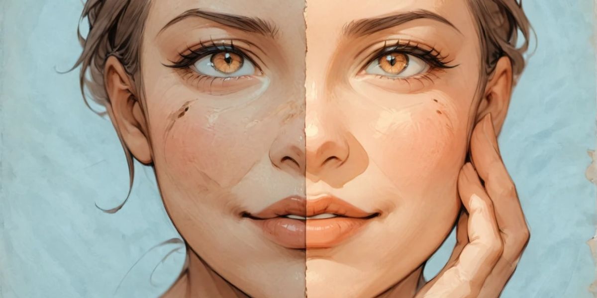 A before and after comparison of skin texture showing the anti-aging benefits of hyaluronic acid.